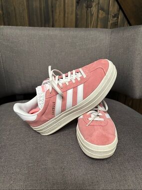 adidas Gazelle Platform Suede Sneakers - Pink White